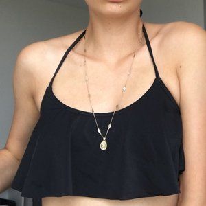 Black Ruffled Bathing Suit Top